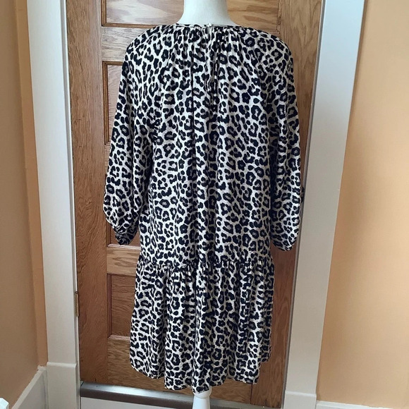 H&M Leopard Drop Waist Puff Sleeve Dress Size S - Picture 3 of 16
